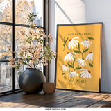 Flower Market Madrid Wall Art, Daisy Floral Print, Modern Botanical Art, Mustard Yellow Wall Decor, Stylish Flower Poster, Home Decor - Tawshia