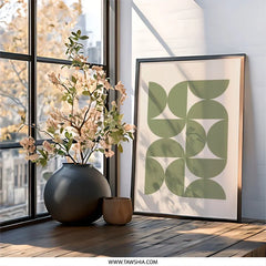 Sage Green Geometric Wall Art, Modern Abstract Print, Minimalist Decor, Wall Hanging, Home Decor, Trendy Wall Art - Tawshia
