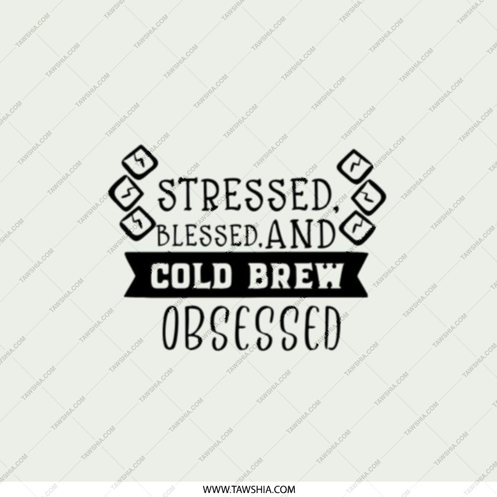 Stressed Blessed, Cold Brew Obsessed Pocket Mirror, Coffee Lover Gift, Caffeine Addict Present, Portable Makeup Mirror, Compact Mirror - Tawshia