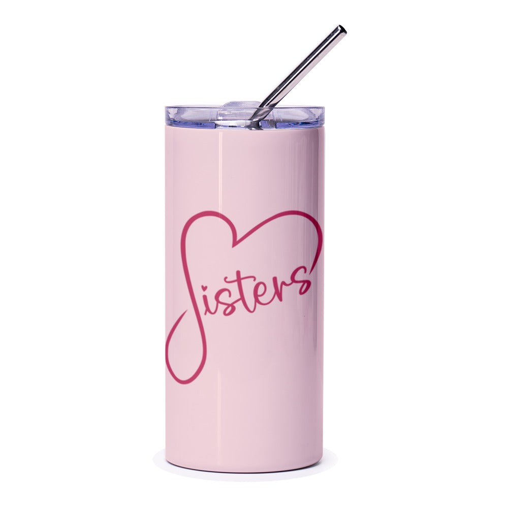 Sisters Heart Tumbler, Sister Gift Idea, Best Friend Tumbler, Sisterhood Gift, Soul Sisters Gift, Tumbler with Straw, Sister Love Tumbler - Tawshia