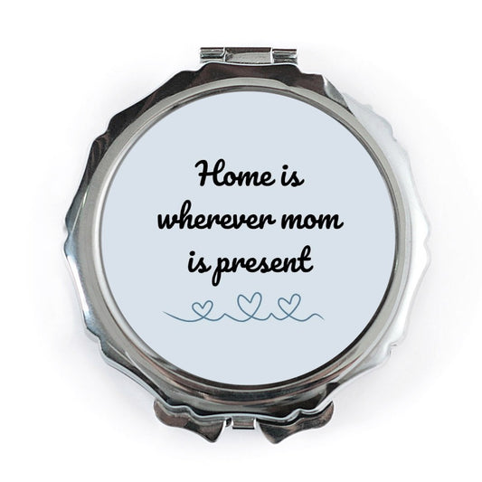 Home is Where Mom Pocket Mirror, Mother's Day Gift, Mom Present, Heart Pocket Mirror, Pocket Mirror for Mom, Mothers Day Pocket Mirror - Tawshia