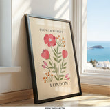 Flower Market London Wall Art, Botanical Print, Floral Wall Decor, Trendy Wall Art, Home Decor, Living Room Art, Gift Idea - Tawshia