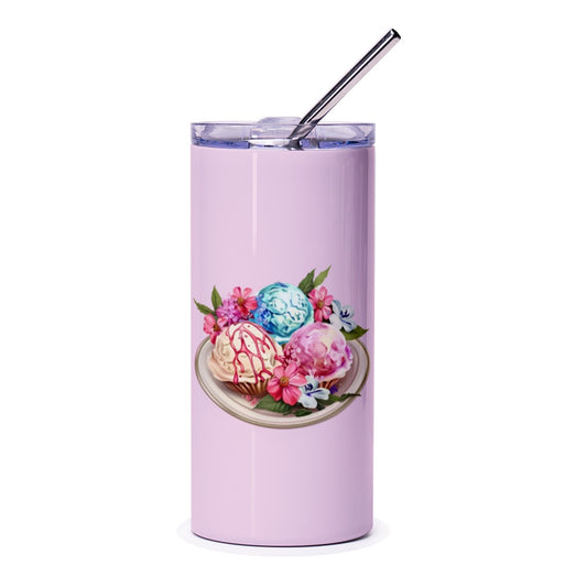 Ice Cream Tumbler, Floral Dessert Tumbler, Cute Treat Tumbler, Foodie Gift, Summer Tumbler, Unique Tumbler, Colorful Drinkware, Gift Idea - Tawshia