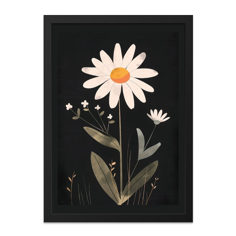Daisy Wall Art, Floral Home Decor, Botanical Print, Modern Flower Art, Minimalist Decor, White Daisy Artwork, Flower Wall Hanging - Tawshia