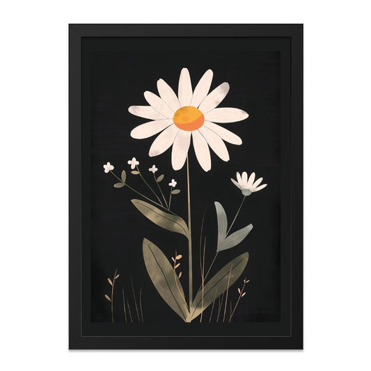 Daisy Wall Art, Floral Home Decor, Botanical Print, Modern Flower Art, Minimalist Decor, White Daisy Artwork, Flower Wall Hanging - Tawshia