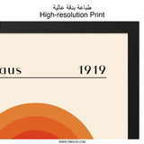 Bauhaus Wall Art, 1919 Print, Minimalist Poster, Mid Century Modern Art, Geometric Wall Decor, Orange Circle Wall Art - Tawshia