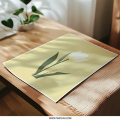 White Tulip Photographic Print, Floral Wall Art, Botanical Illustration, Minimalist Home Decor, Elegant Flower Print, Nature Inspired Art - Tawshia