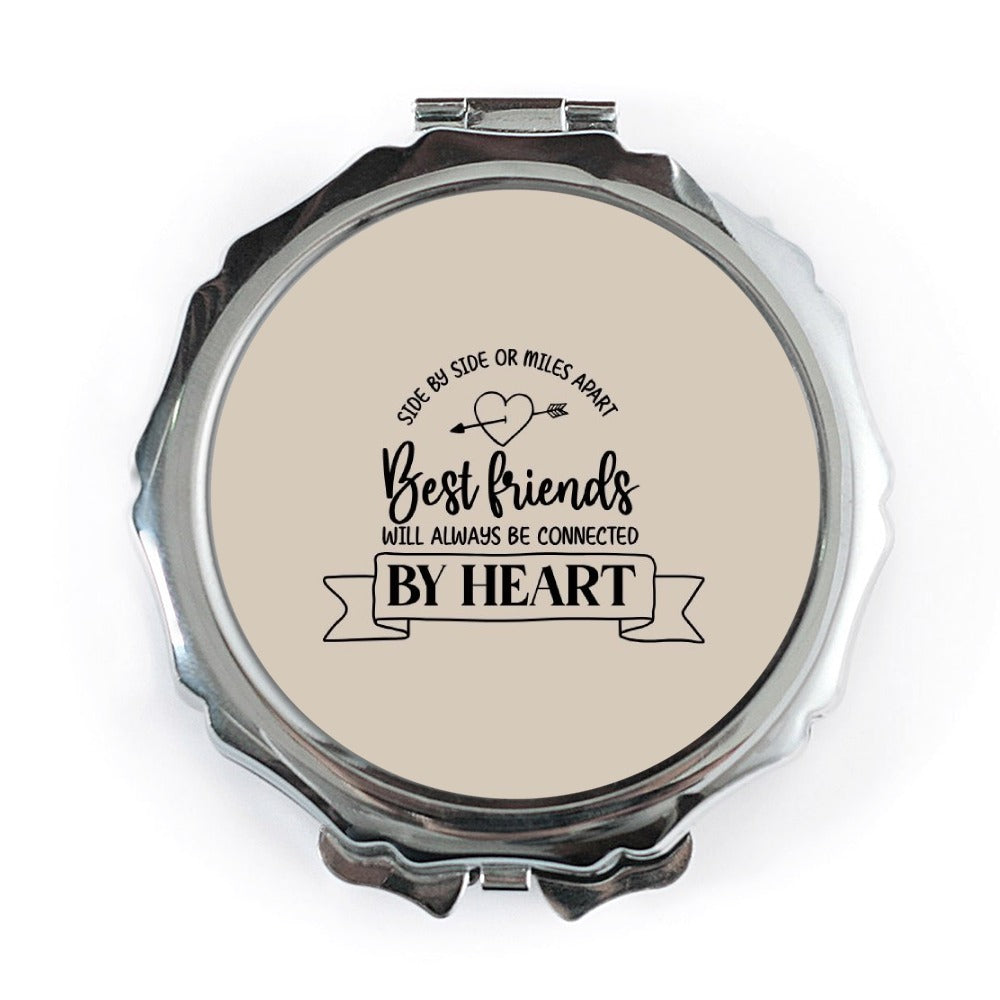 Best Friends Pocket Mirror, Connected by Heart, Friendship Gift, Long Distance Gift, Travel Mirror, Makeup Mirror, Cosmetic Mirror - Tawshia