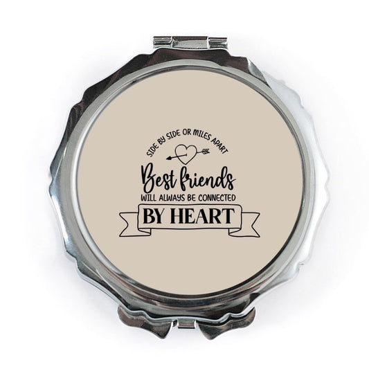 Best Friends Pocket Mirror, Connected by Heart, Friendship Gift, Long Distance Gift, Travel Mirror, Makeup Mirror, Cosmetic Mirror - Tawshia