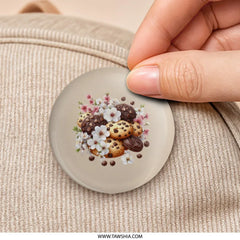 Cookies and Cherry Blossom Pinback, Cute Food Pin, Floral Pin, Aesthetic Pin, Cookie Lover Gift, Yummy Dessert Pin, Trendy Pinback - Tawshia
