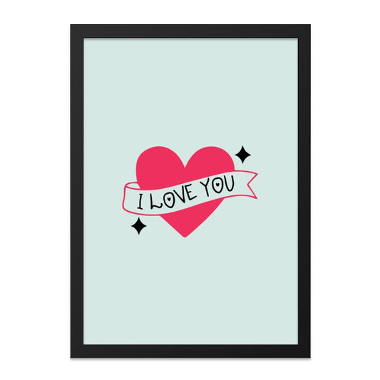 I Love You Wall Art, Heart Poster, Cute Love Sign, Valentines Day Gift, Anniversary Decor, Romantic Print, Home Decor - Tawshia