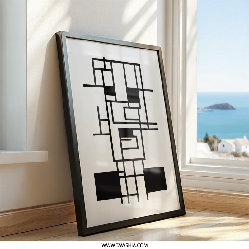 Abstract Line Art Wall Decor, Geometric Print Poster, Modern Art Drawing, Minimalist Home Decor, Contemporary Design - Tawshia