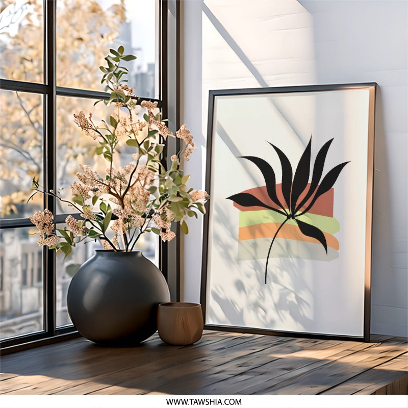 Abstract Floral Wall Art, Botanical Print, Modern Wall Decor, Minimalist Art, Stylish Home Decor, Plant Art Print, Black Plant Art - Tawshia