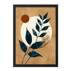 Abstract Leaves Wall Art, Botanical Print, Circle Art, Minimalist Wall Decor, Modern Home Art - Tawshia