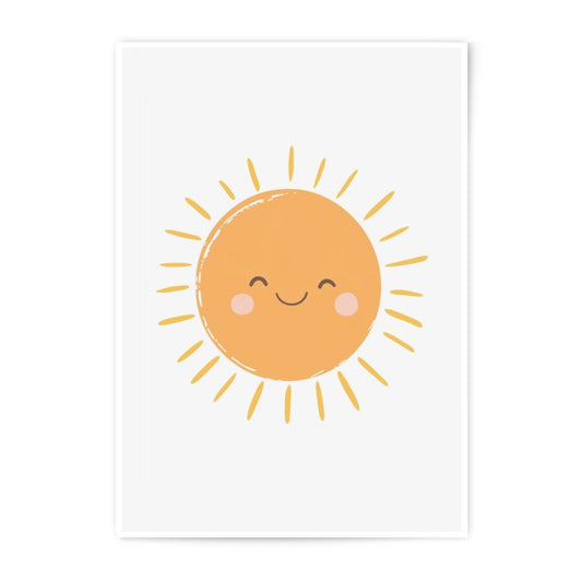 Sunshine Photographic Print, Happy Sun Art, Nursery Decor, Kids Room Art, Smiling Sun Print, Cute Wall Art, Sun Illustration Print - Tawshia