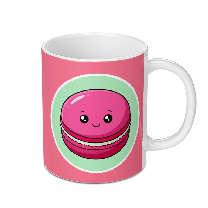 Cute Macaron Mug, Kawaii Food Mug, Dessert Lover Gift, Sweet Treat Mug, Pink Macaron, Foodie Gift, Coffee Mug, Tea Mug, Kitchen Decor - Tawshia