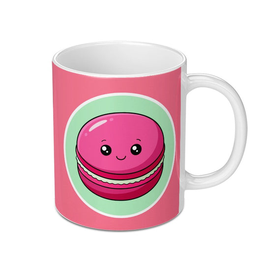 Cute Macaron Mug, Kawaii Food Mug, Dessert Lover Gift, Sweet Treat Mug, Pink Macaron, Foodie Gift, Coffee Mug, Tea Mug, Kitchen Decor - Tawshia