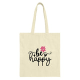 Be Happy Tote Bag, Floral Design, Motivational Tote, Everyday Tote, Trendy Canvas Bag, Positive Vibes, Gift for Her, Cute Reusable Bag - Tawshia