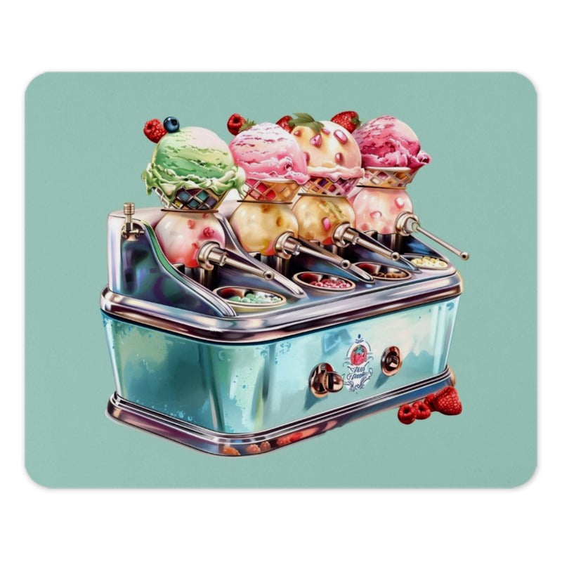 Ice Cream Mouse Pad, Retro Ice Cream Machine Art, Dessert Lover Gift, Foodie Desk Decor, Fun Office Accessory, Cute Desk Mat, Sweet Treat - Tawshia
