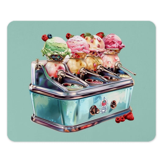Ice Cream Mouse Pad, Retro Ice Cream Machine Art, Dessert Lover Gift, Foodie Desk Decor, Fun Office Accessory, Cute Desk Mat, Sweet Treat - Tawshia