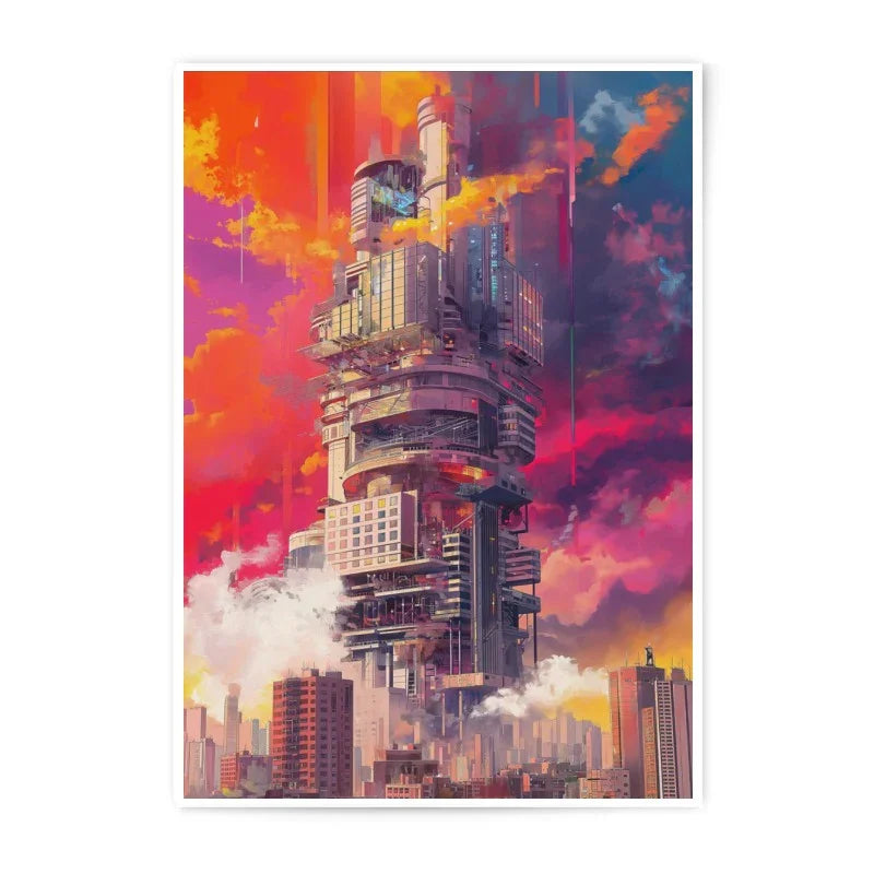 Futuristic Cityscape Photographic Print, Cyberpunk Art Print, Dystopian City Art, Sci Fi Wall Decor, Urban Fantasy Art, Unique Home Decor - Tawshia