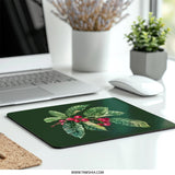 Coffee Branch Mouse Pad, Botanical Art, Red Berries, Desk Decor, Office Accessories, Nature Lover Gift, Plant Lover Gift, Unique Mousepad - Tawshia