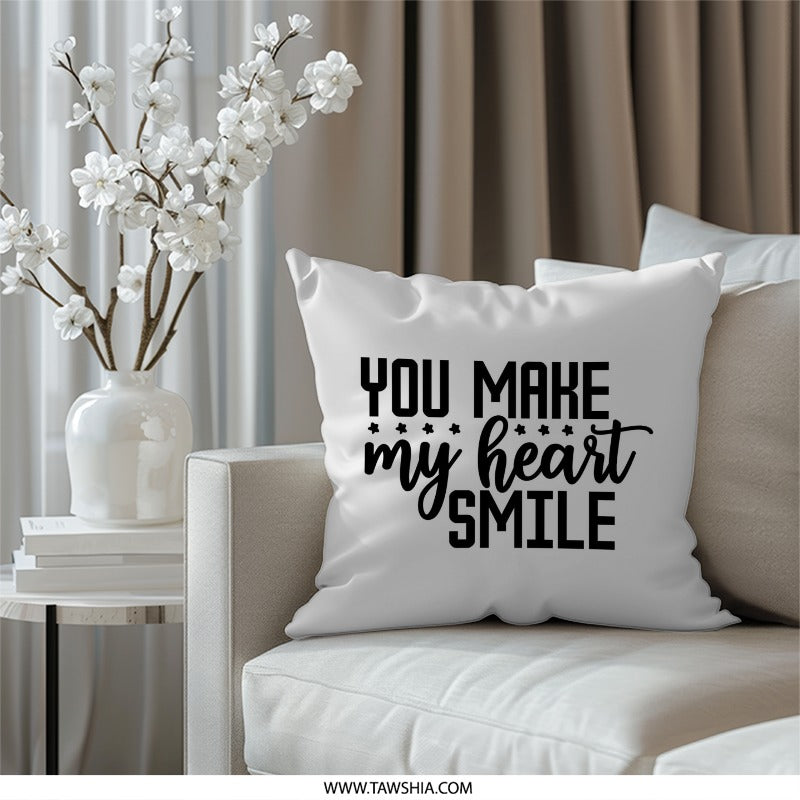 Heart Smile Pillow, Decorative Pillow, Love Quote Pillow, Home Decor Pillow, Throw Pillow, Gift Idea Pillow, Heart Pillow, Smile Pillow - Tawshia