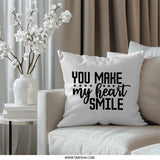 Heart Smile Pillow, Decorative Pillow, Love Quote Pillow, Home Decor Pillow, Throw Pillow, Gift Idea Pillow, Heart Pillow, Smile Pillow - Tawshia