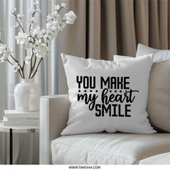 Heart Smile Pillow, Decorative Pillow, Love Quote Pillow, Home Decor Pillow, Throw Pillow, Gift Idea Pillow, Heart Pillow, Smile Pillow - Tawshia