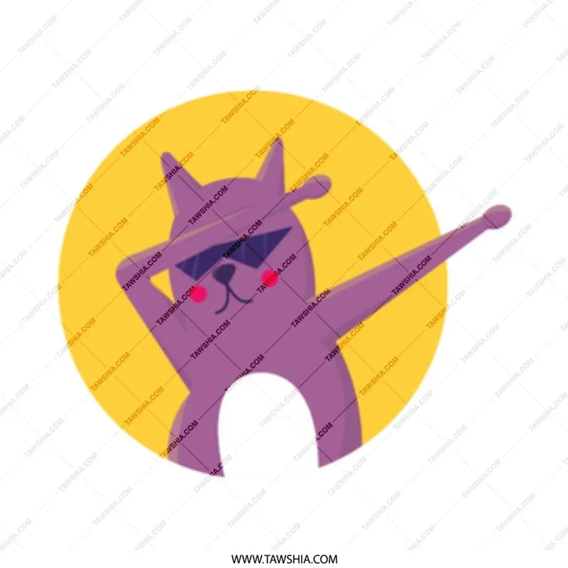 Cool Cat Cartoon Dabbing Yellow Circle Design product type