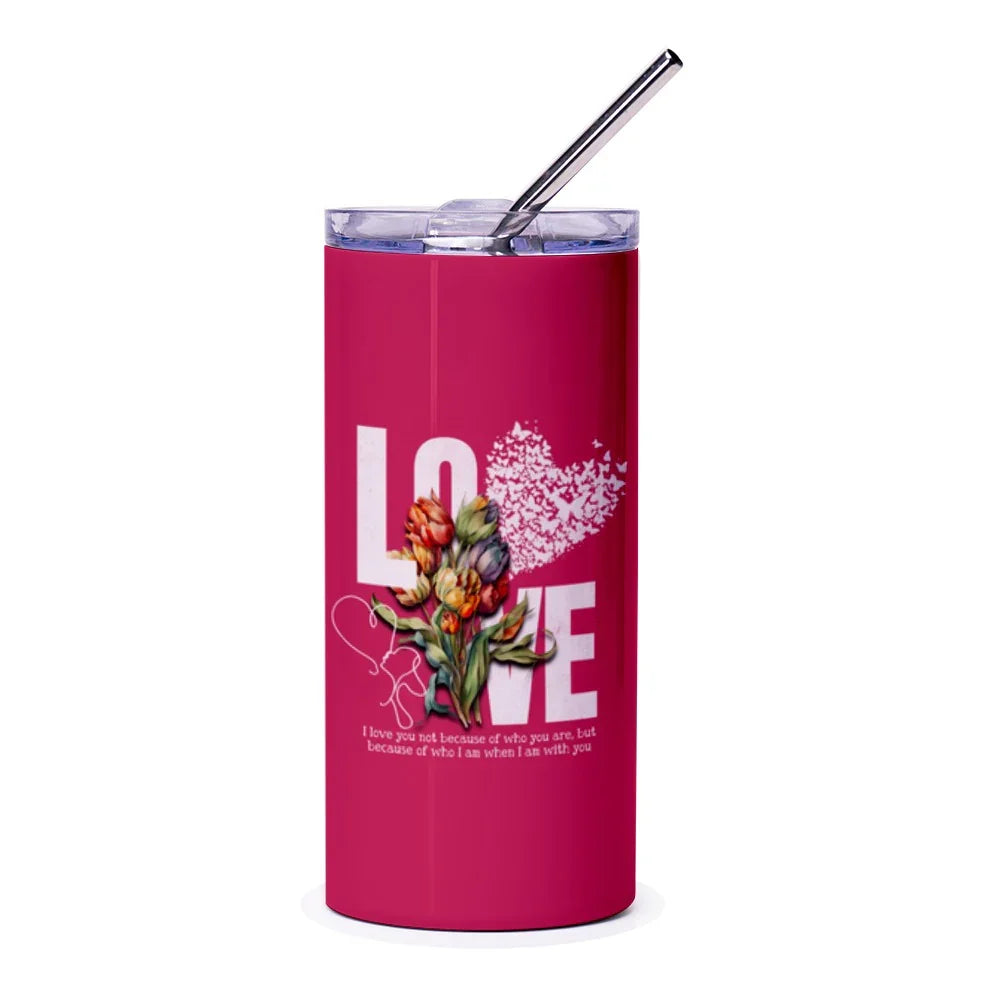 Love Themed Floral Heart Design Travel Mug product type