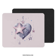 Heart Star Mouse Pad, Cute Desk Mat, Aesthetic Computer Accessory, Kawaii Gift, Gaming Mousepad, Office Decor, Unique Desk Decor, Desk - Tawshia