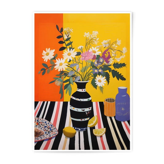 Floral Still Life Photographic Print, Colorful Art Print, Kitchen Wall Art, Modern Home Decor, Flower Vase Photo Print - Tawshia