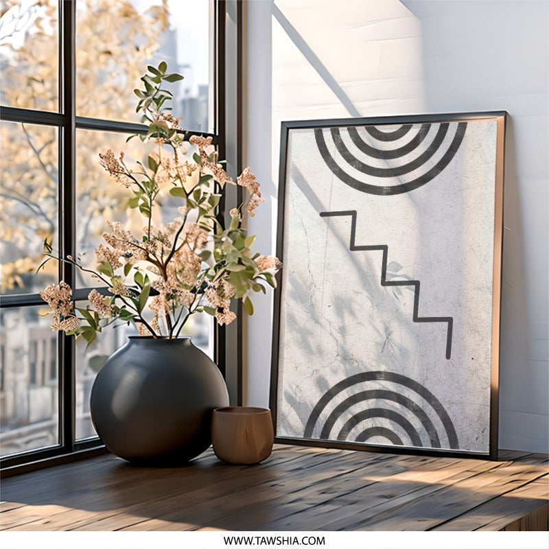 Abstract Wall Art, Geometric Print, Stairs Art, Modern Home Decor, Contemporary Art Print, Minimalist Wall Decor, Arches Print - Tawshia