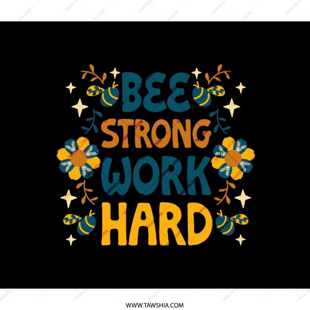 Bee Strong Work Hard BackPack, Floral Bee BackPack, Motivational BackPack, Inspirational BackPack, Gift For Student BackPack - Tawshia