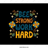Bee Strong Work Hard BackPack, Floral Bee BackPack, Motivational BackPack, Inspirational BackPack, Gift For Student BackPack - Tawshia