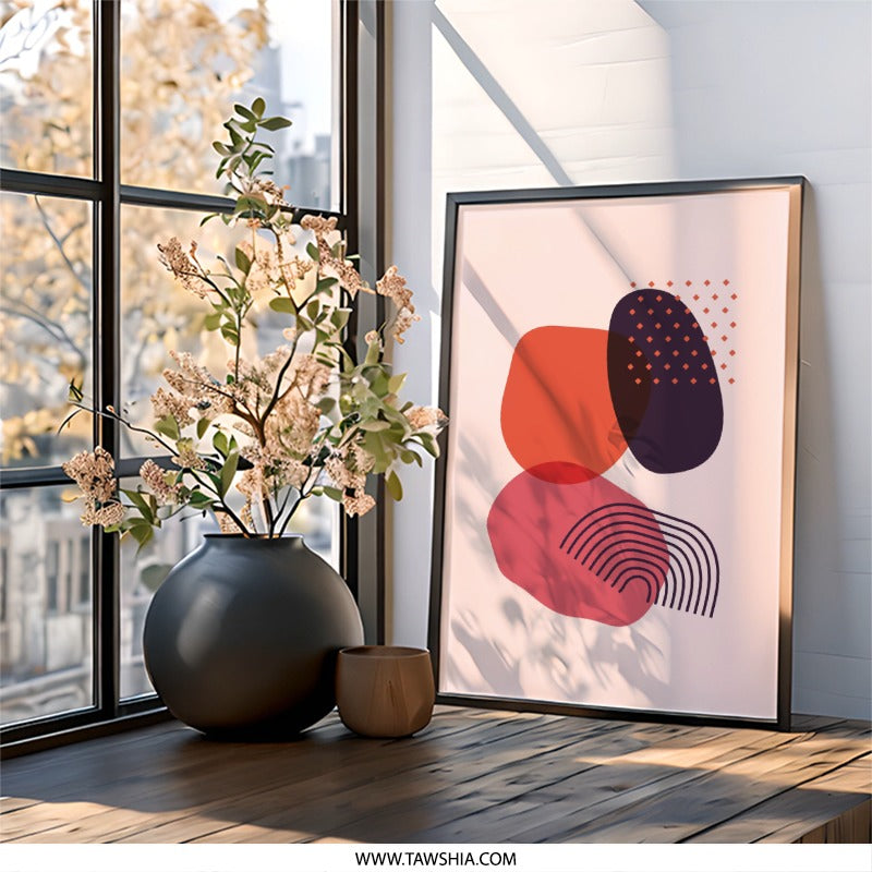 Abstract Shapes Wall Art, Modern Art Print, Geometric Wall Decor, Minimalist Poster, Contemporary Art, Trendy Home Decor - Tawshia