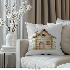 Hedgehog House Pillow, Cute Animal Cushion, Woodland Nursery Decor, Forest Creature Pillow, Kids Room Pillow, Playroom Accent Pillow - Tawshia