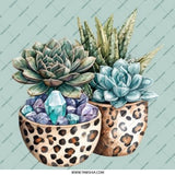 Succulent Plants Pinback Button, Leopard Print Pots, Crystal Decor Button, Cute Plant Lover Gift, Trendy Aesthetic Accessories - Tawshia