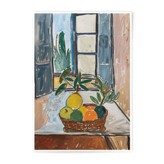 Fruit Basket Photographic Print, Window Still Life, Colorful Home Decor, Impressionist Art Print, Kitchen Wall Art - Tawshia
