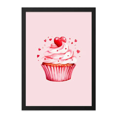 Cupcake Wall Art, Heart Topped Cupcake Print, Watercolor Cupcake Decor, Pink Cupcake Painting, Sweet Treat Wall Art, Foodie Gift Idea - Tawshia