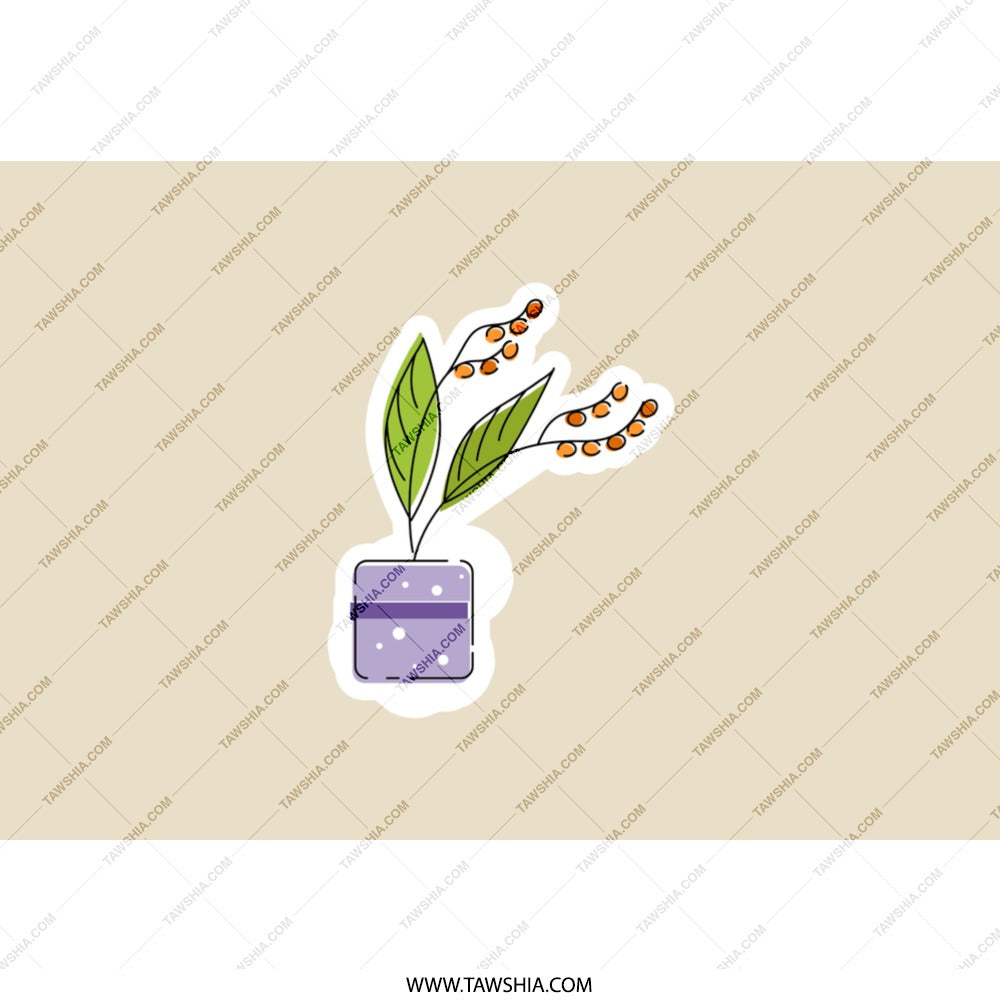 Plant Tumbler, Purple Pot, Orange Berries, Stylish Drinkware, Cute Plant Lover Gift, Insulated Tumbler, Travel Mug, Modern Cup, Office - Tawshia