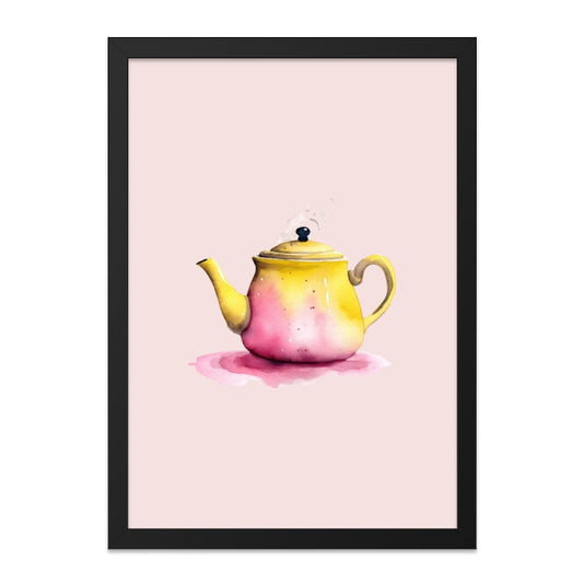 Watercolor Teapot Wall Art, Kitchen Decor, Pink and Yellow Teapot, Printable Art, Home Decor, Tea Lover Gift, Digital Download - Tawshia