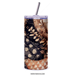 Floral Tumbler, Vintage Floral Design, Elegant Tumbler, Flower Power, Botanical Tumbler, Elegant Drinkware, Trendy Tumbler - Tawshia