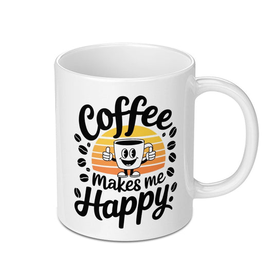 Coffee Makes Me Happy Mug, Cute Coffee Cup, Coffee Lover Gift, Funny Coffee Mug, Novelty Mug, Gift for Friend, Caffeine Mug, Cute Mug - Tawshia