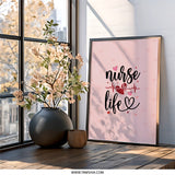 Nurse Life Wall Art, Heartbeat Decor, Nurse Gift, Medical Decor, Heart Wall Decor, Love Wall Decor, Inspirational Wall Art - Tawshia