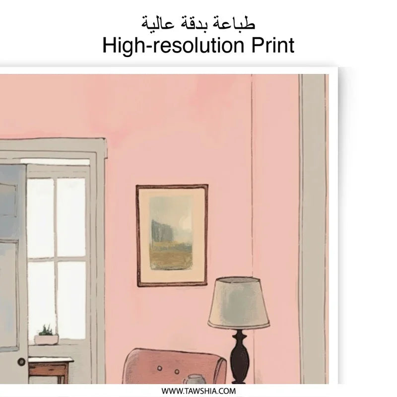 Pink Room Photographic Prints, Interior Art, Home Decor Art, Room Scene Print, Cozy Room Art, Light and Shadow Photo, Wall Art Print - Tawshia