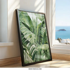 Tropical Leaves Wall Art, Botanical Art Print, Green Leaf Art, Plant Art, Tropical Decor, Tropical Print, Framed Wall Art - Tawshia
