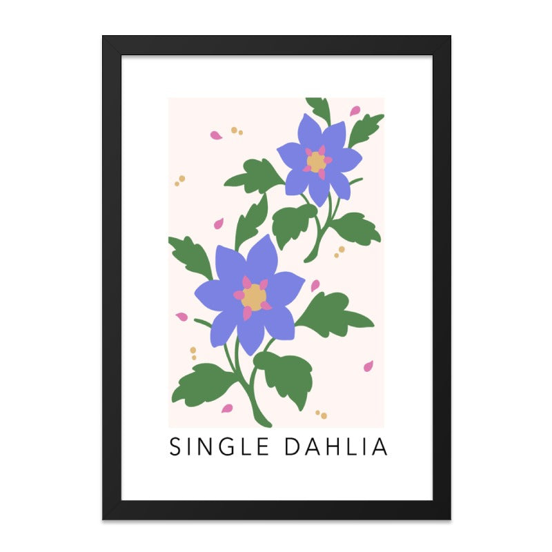 Dahlia Wall Art, Floral Print, Botanical Decor, Modern Flower Art, Purple Dahlia Print, Abstract Flower, Home Decor, Trendy Art, Flower Gift - Tawshia