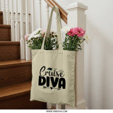 Cruise Diva Tote Bag, Vacation Ready, Cruise Lover Gift, Stylish Cruise Accessory, Travel Tote, Beach Bag, Cruise Trip Essential - Tawshia